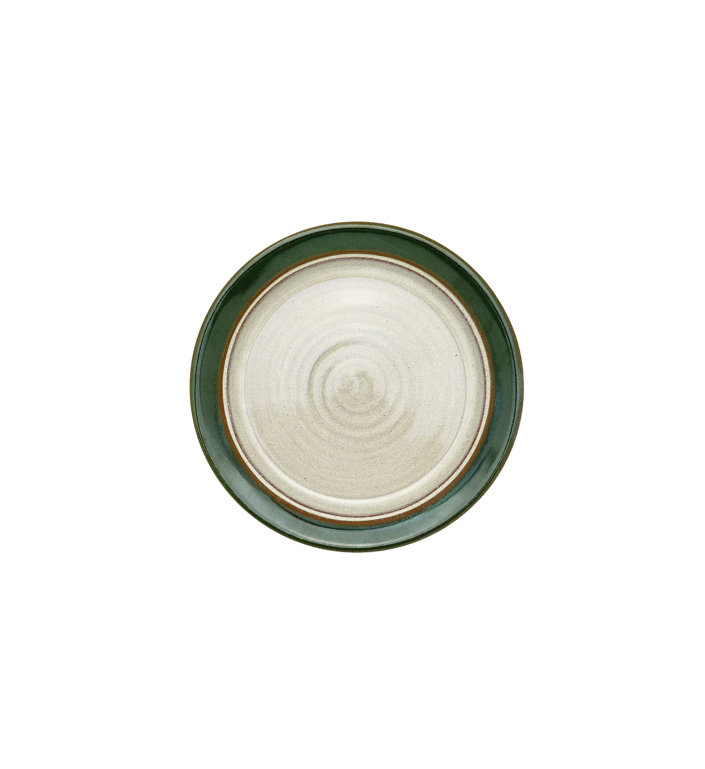 Image Description for Dessert Plate (6.5") in Dark Green: A dessert plate from Clinton Pottery's Handmade Dinnerware Collection, showcasing a rich and deep "Dark Green" glaze. The 6.5-inch plate exhibits a glossy finish with hues reminiscent of lush vegetation. Its petite size is ideal for serving delightful desserts or small treats with a touch of natural charm.