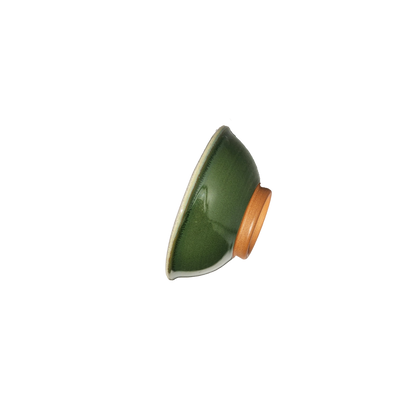 Image:A ceramic bowl in deep dark green, evoking the tranquility of lush forests. Sized at 1 cup, it's perfect for serving small portions of snacks or sauces.