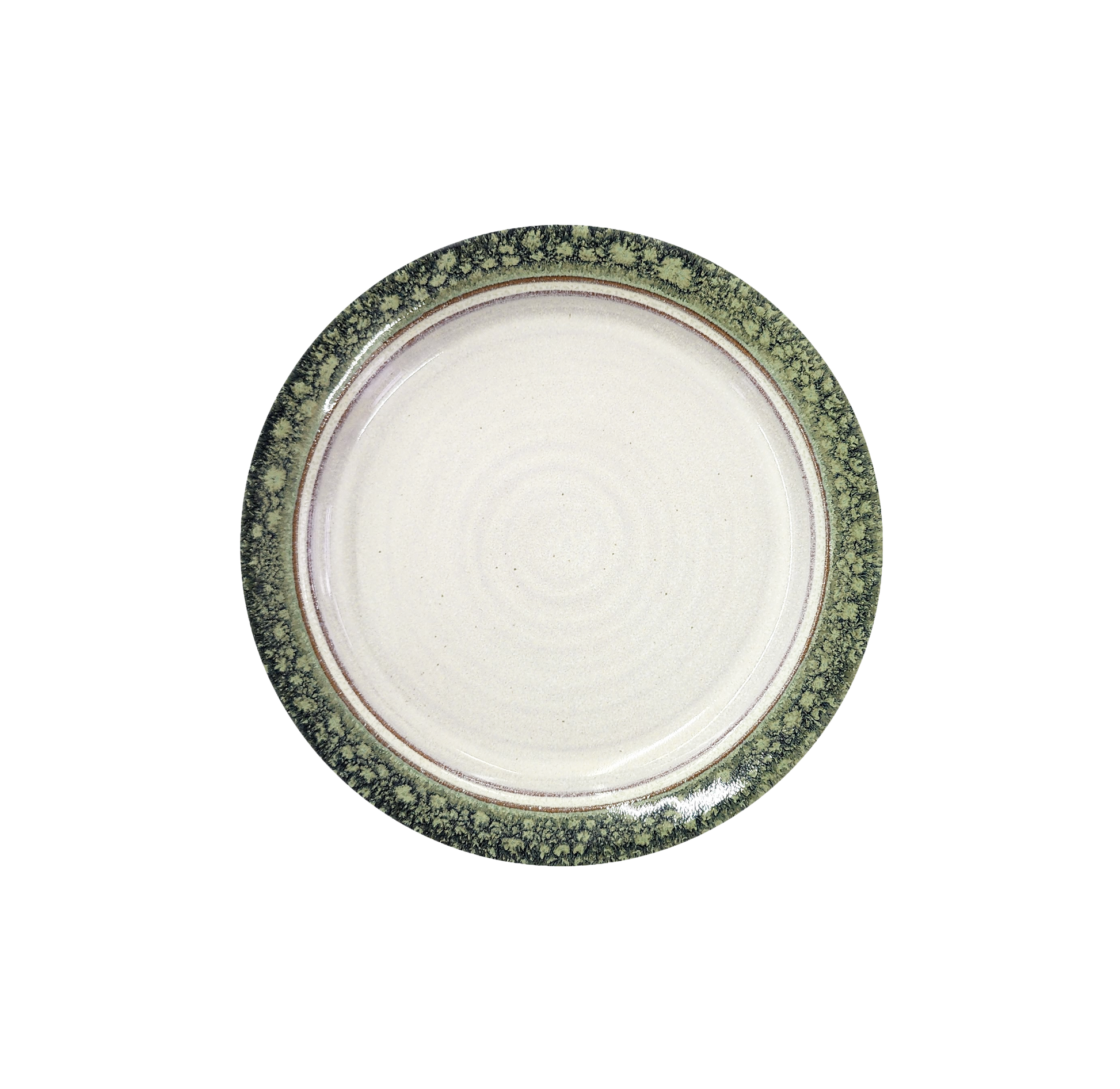 Image Description for Lunch Plate (8.5") in Froggy Bottom: A lunch plate from Clinton Pottery's Handmade Dinnerware Collection, featuring the unique "Froggy Bottom" glaze. The 8.5-inch plate showcases a blend of green, blue, and earthy tones, evoking the tranquil ambiance of a serene pond. Its versatile size is suitable for serving smaller meals or appetizers with a hint of rustic charm.