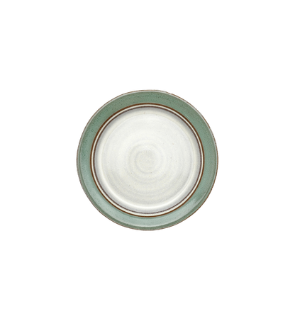 Image Description for Dessert Plate (6.5") in Light Green: A serene light green dessert plate from Clinton Pottery's Handmade Dinnerware Collection. The 6.5-inch plate features a gentle green glaze, evoking the tranquility of a spring meadow. Its petite size makes it perfect for serving delectable desserts or small treats with a touch of natural charm and freshness.