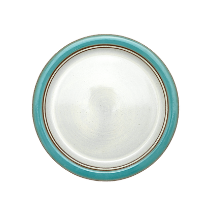 Image Description for Dinner Plate (10") in Sky Blue: A dinner plate from Clinton Pottery's Handmade Dinnerware Collection, featuring a serene and vibrant "Sky Blue" glaze. The 10-inch plate showcases a glossy finish with hues reminiscent of clear blue skies. Its generous size is perfect for serving substantial meals with a touch of tranquil elegance.